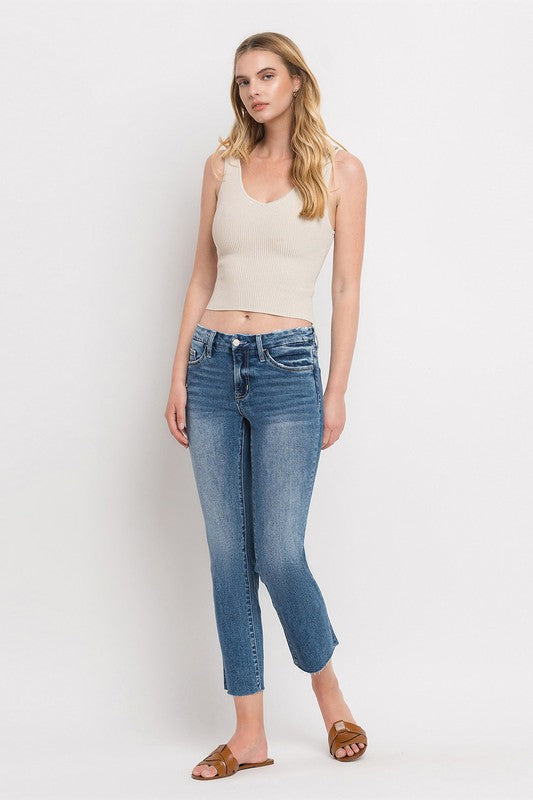 Mid Rise Crop Slim Straight Jeans VERVET by Flying Monkey