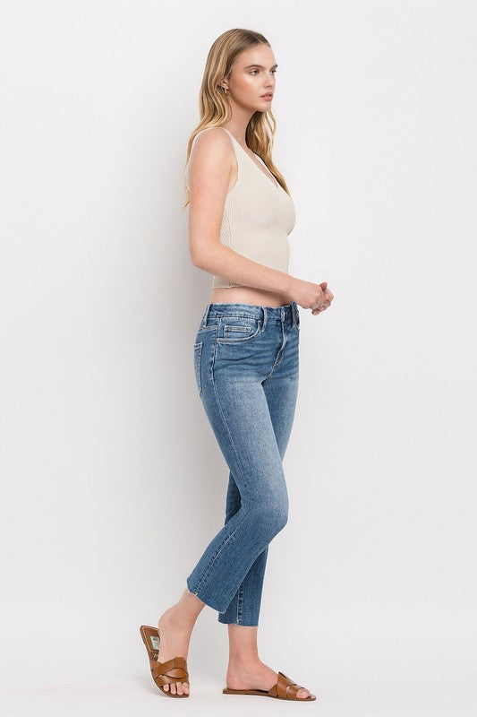 Mid Rise Crop Slim Straight Jeans VERVET by Flying Monkey