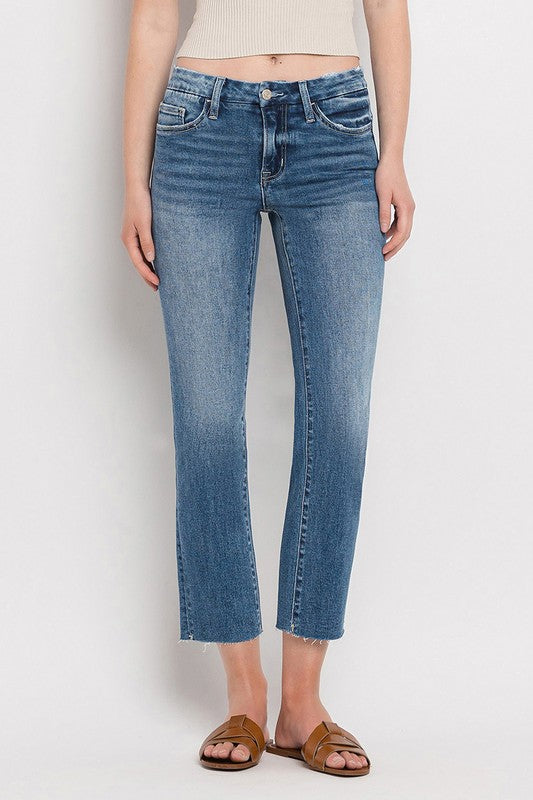 Mid Rise Crop Slim Straight Jeans VERVET by Flying Monkey