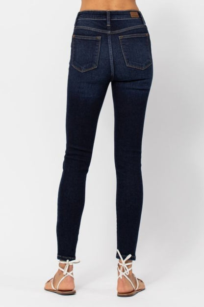 Judy Blue Full Size High Waist Handsand Skinny Jeans Dark Blue