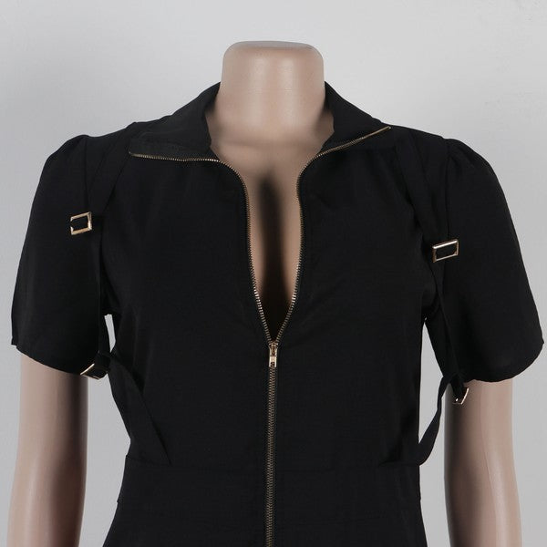 Cargo Style Black Romper - Sizes S to 3XL