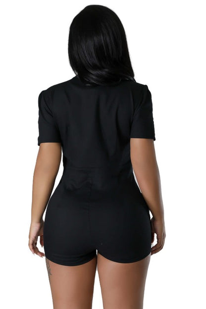 Cargo Style Black Romper - Sizes S to 3XL