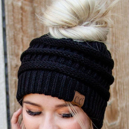 C.C Ponytail Beanie - Messy Bun & Ponytail Friendly