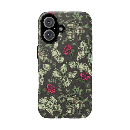 Money And Roses Tough Phone Case For Bold Urban Style Enthusiasts Dual Layer Protection With Cash And Rose Print