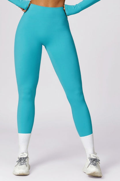 High-Waisted Hip-Lifting Athletic Leggings – Available in Brown & Turquoise