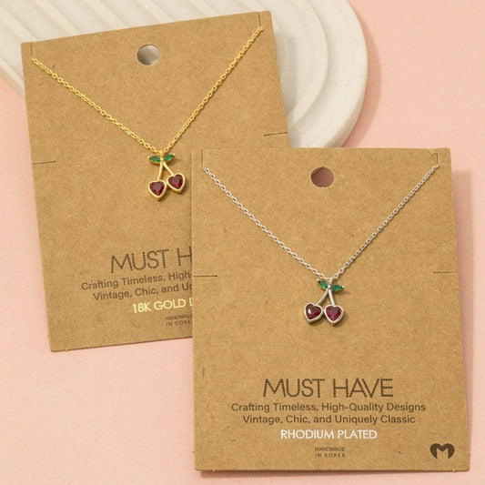 Mini Cherry Heart Pendant Necklace