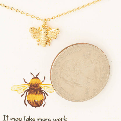 Buzzin’ Confidence: 18K Gold Bee Pendant Necklace