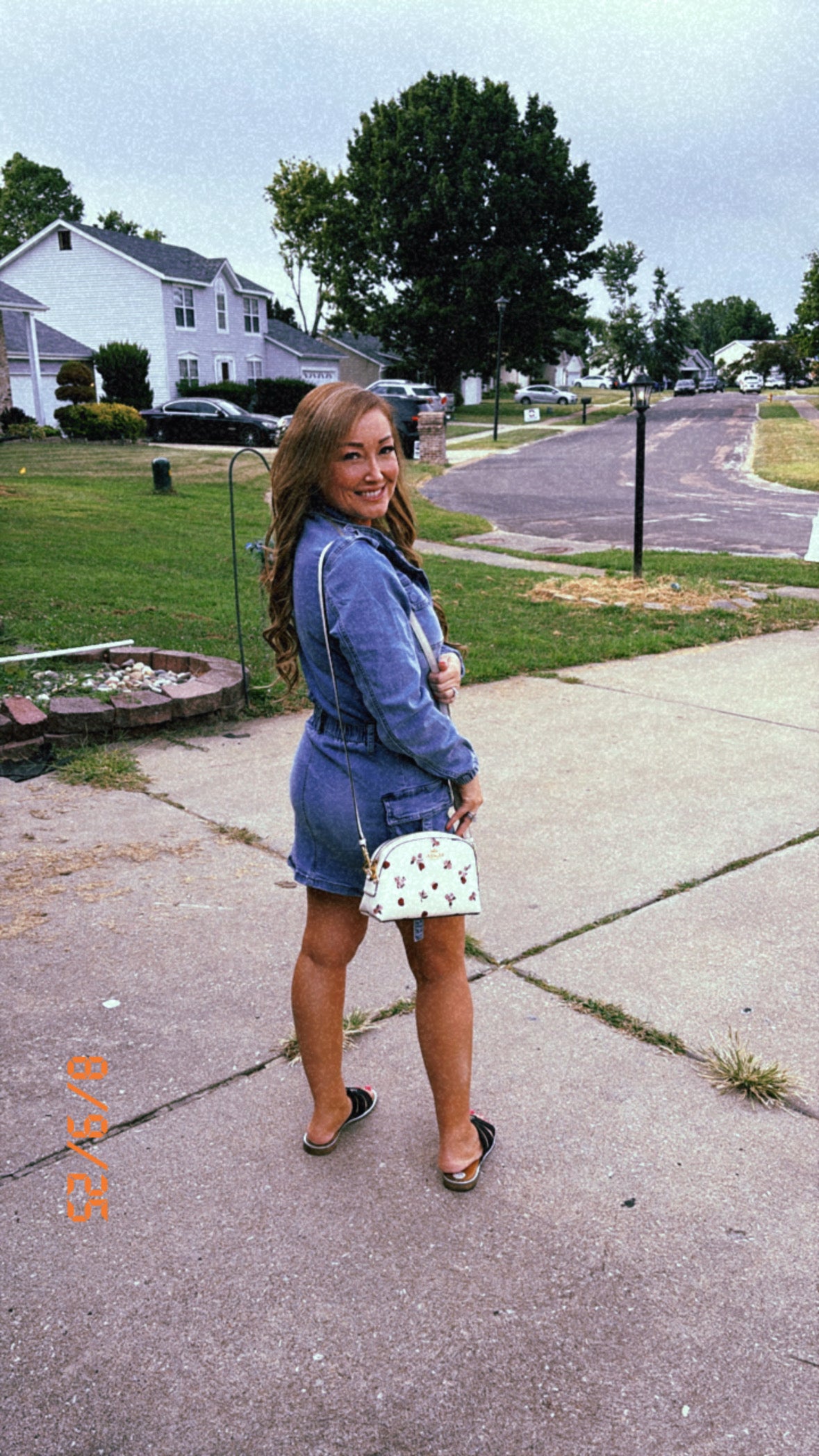 Long Sleeve Denim Romper Skirt