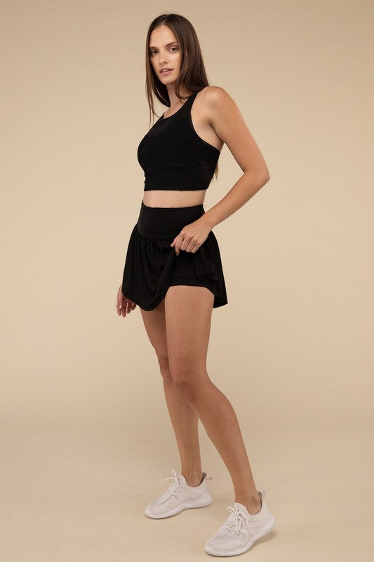 Wide Band Tennis Skirt with Zippered Back Pocket by Zanana