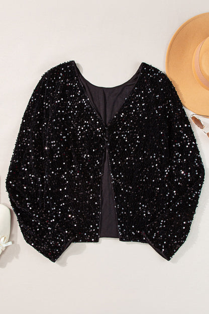 ✨ Dazzle Me Sequin Long Sleeve Top – Black & Chocolate ✨