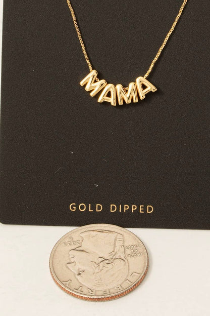 Gold Dipped Mama Letters Chain Necklace