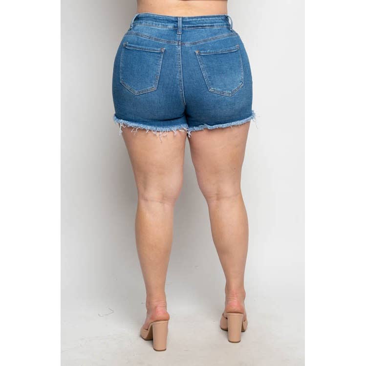 Cut-Off & Confident Plus Size Distressed Denim Shorts