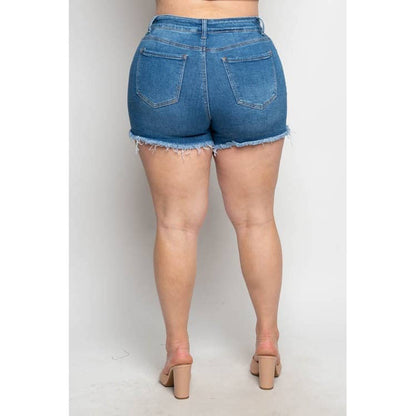 Cut-Off & Confident Plus Size Distressed Denim Shorts