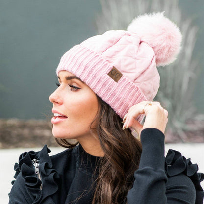 Snap & Slay Quilted Pom Beanie – The Perfect Blend of Cozy and Chic!