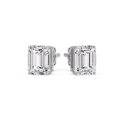 Emerald Cut Diamond Stud Earrings