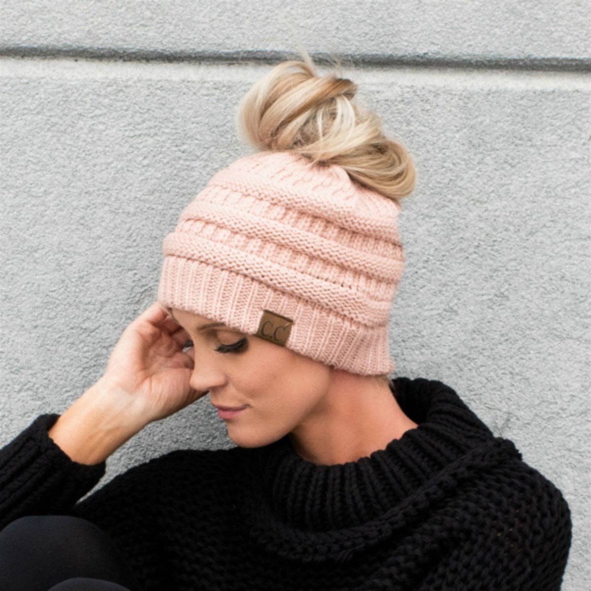 C.C Ponytail Beanie - Messy Bun & Ponytail Friendly