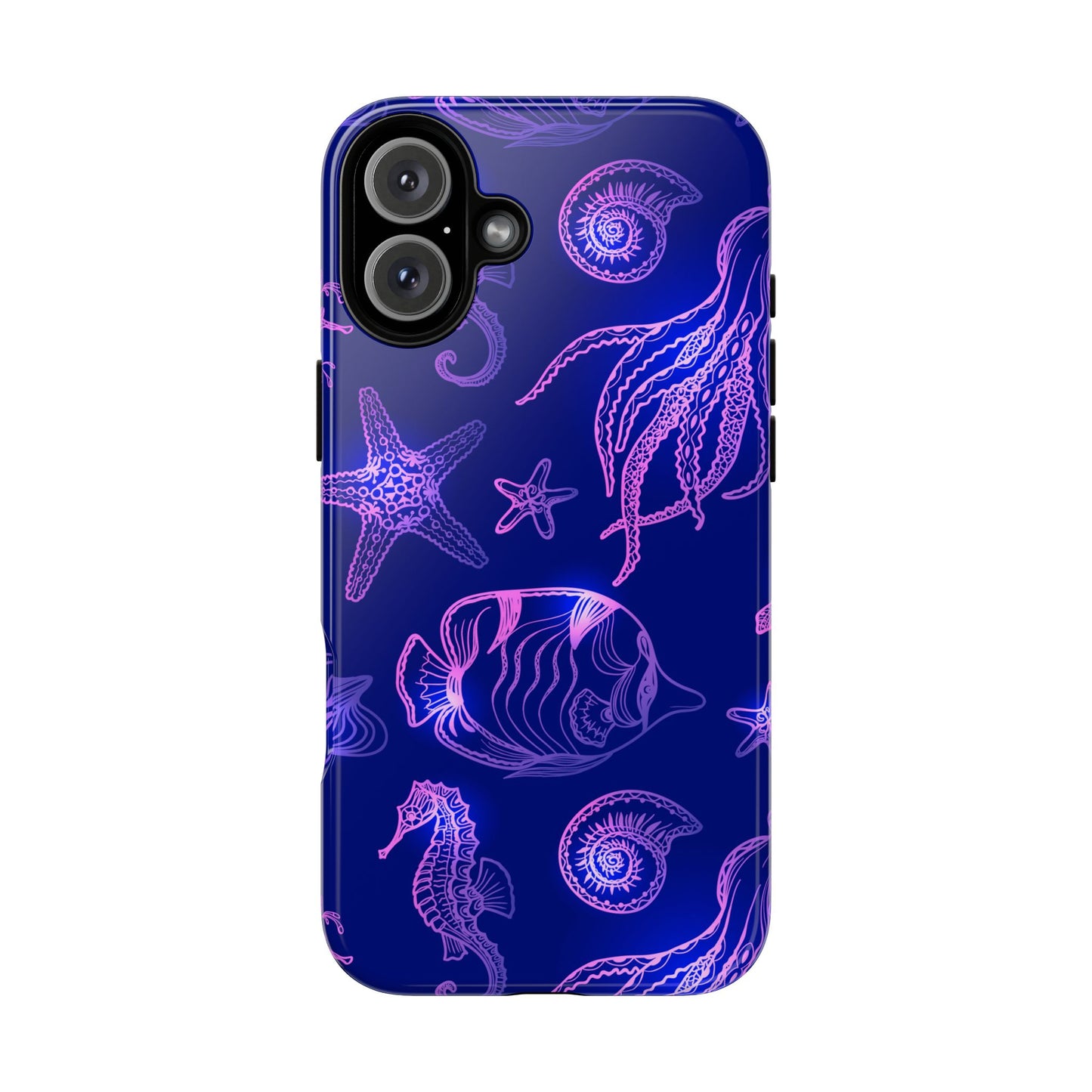 Ocean Glow Neon Sea Creatures Phone Case Dual Layer Shockproof Shield For Ocean Lovers