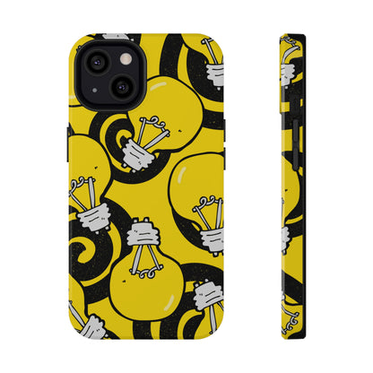 Sunshine Glow iPhone Case: Illuminate Your Device with Bright Yellow Light Bulbs, iPhone 13-15