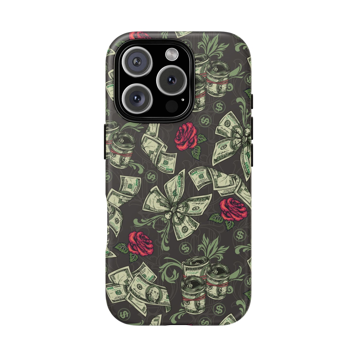 Money And Roses Tough Phone Case For Bold Urban Style Enthusiasts Dual Layer Protection With Cash And Rose Print