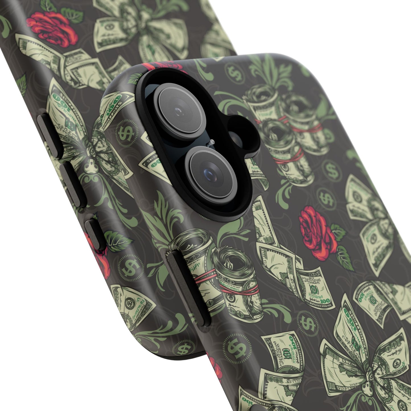 Money And Roses Tough Phone Case For Bold Urban Style Enthusiasts Dual Layer Protection With Cash And Rose Print
