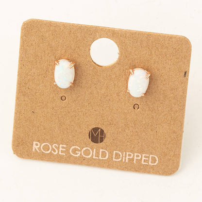 Gold Dipped Opal Stone Stud Earrings