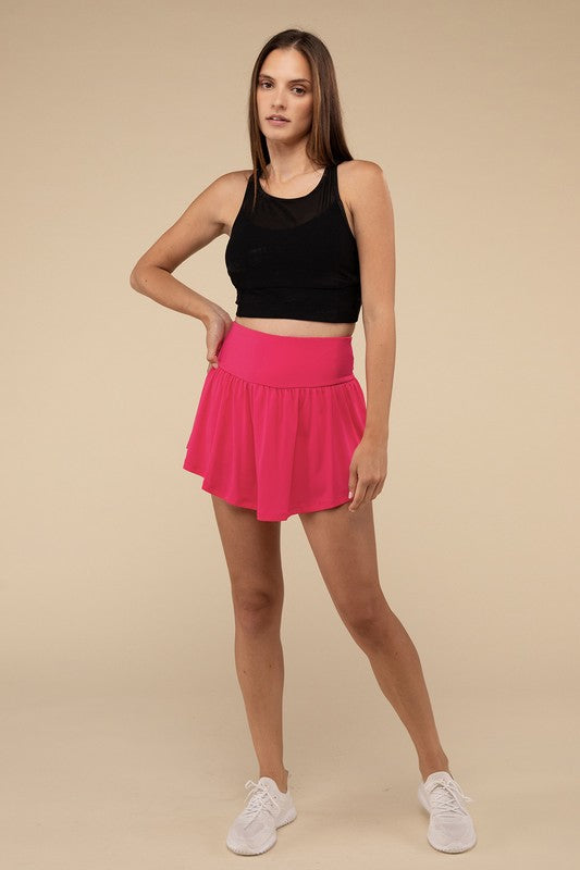 Wide Band Tennis Skirt with Zippered Back Pocket by Zanana