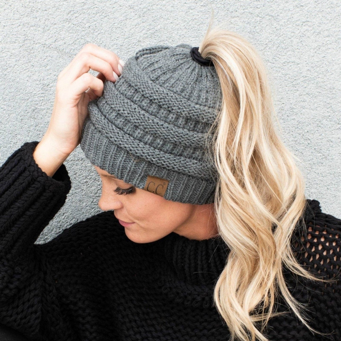 C.C Ponytail Beanie - Messy Bun & Ponytail Friendly