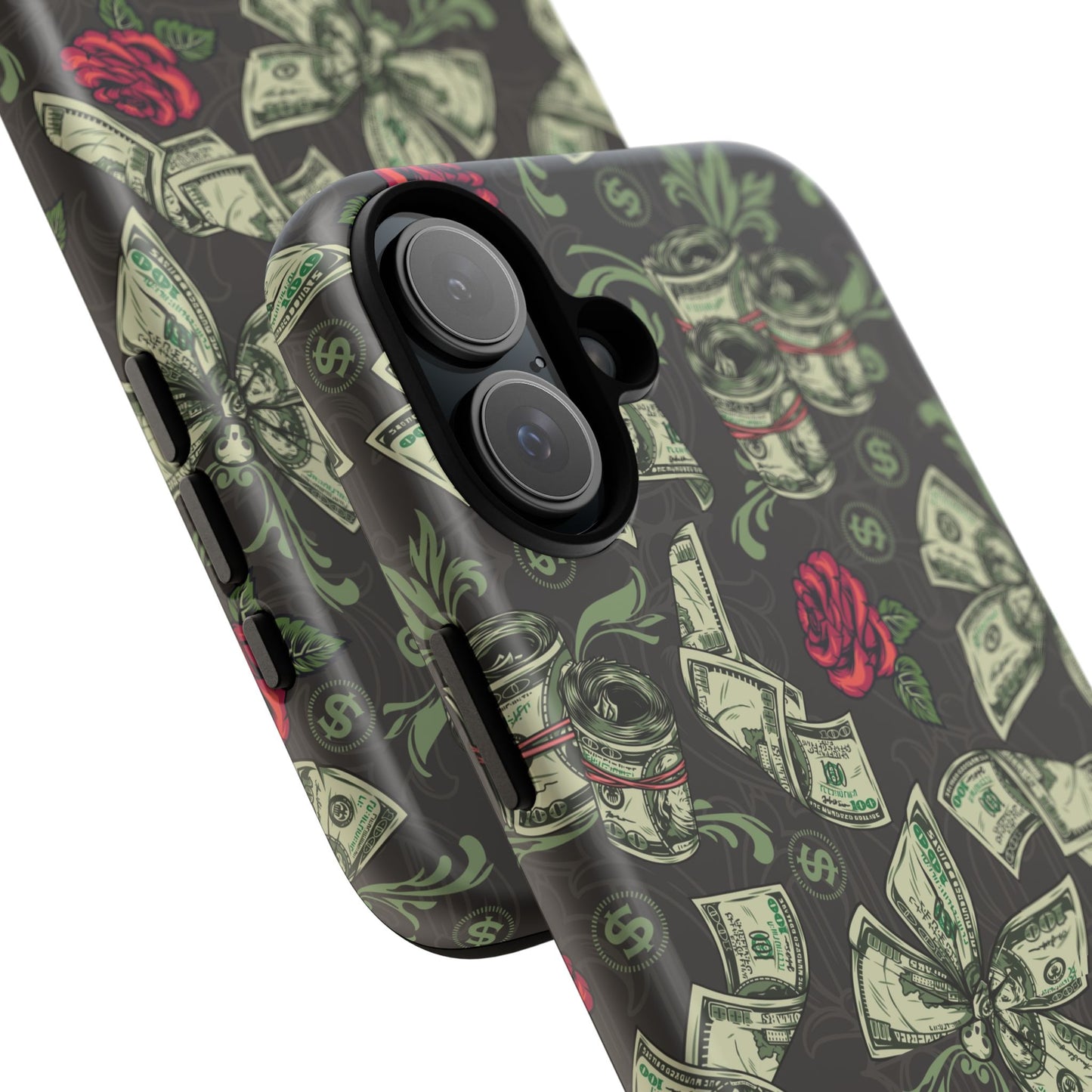 Money And Roses Tough Phone Case For Bold Urban Style Enthusiasts Dual Layer Protection With Cash And Rose Print
