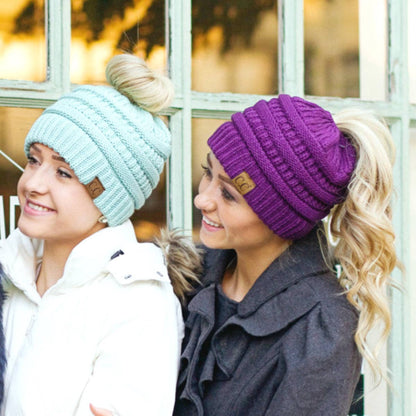 C.C Ponytail Beanie - Messy Bun & Ponytail Friendly