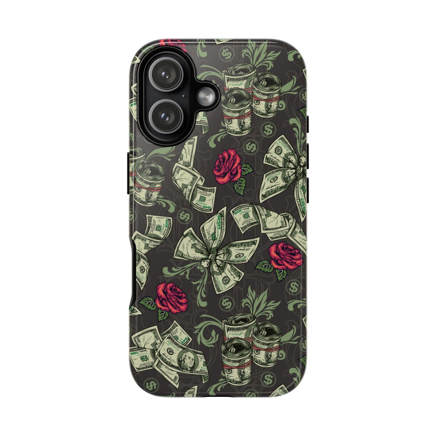 Money And Roses Tough Phone Case For Bold Urban Style Enthusiasts Dual Layer Protection With Cash And Rose Print