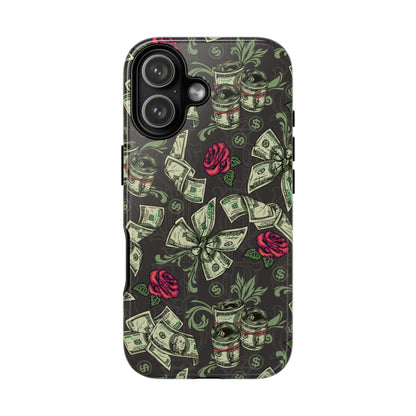 Money And Roses Tough Phone Case For Bold Urban Style Enthusiasts Dual Layer Protection With Cash And Rose Print