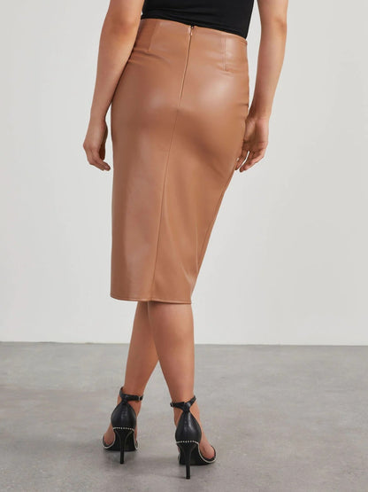 Twist & Slay High Waist Faux Leather Skirt