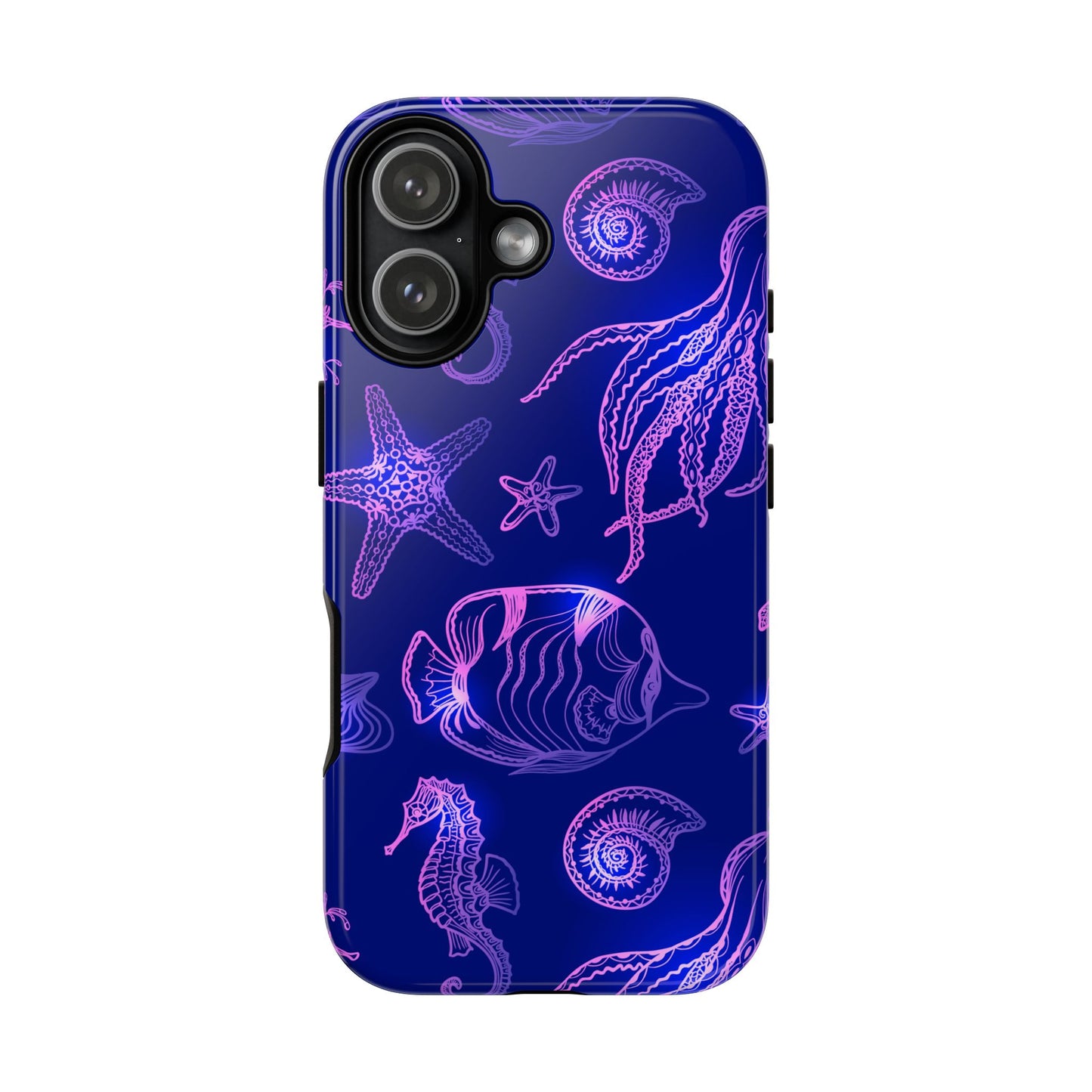Ocean Glow Neon Sea Creatures Phone Case Dual Layer Shockproof Shield For Ocean Lovers