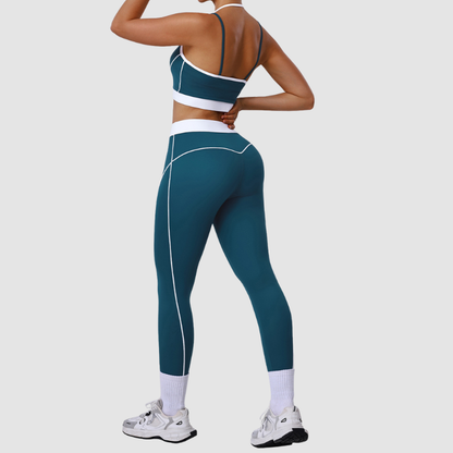 Wholesale Double-Strap Halter Neck Bra + Solid Color High-Waisted Leggings