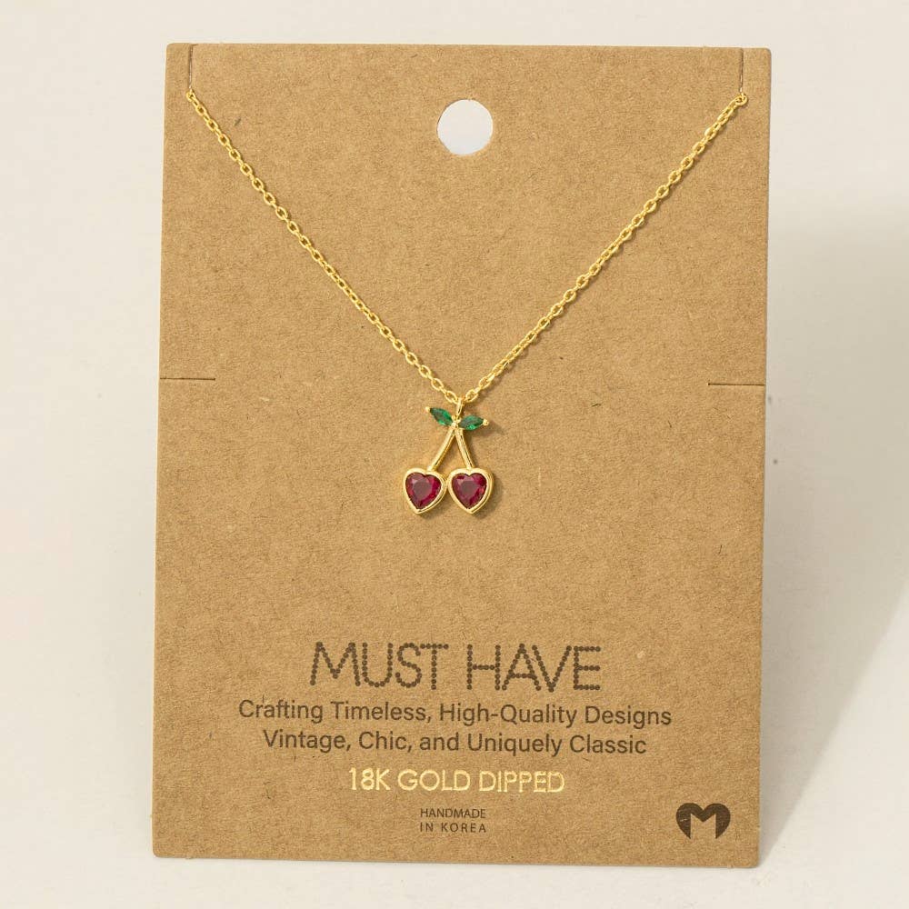 Mini Cherry Heart Pendant Necklace