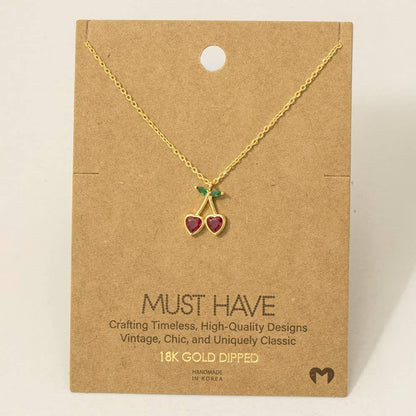Mini Cherry Heart Pendant Necklace