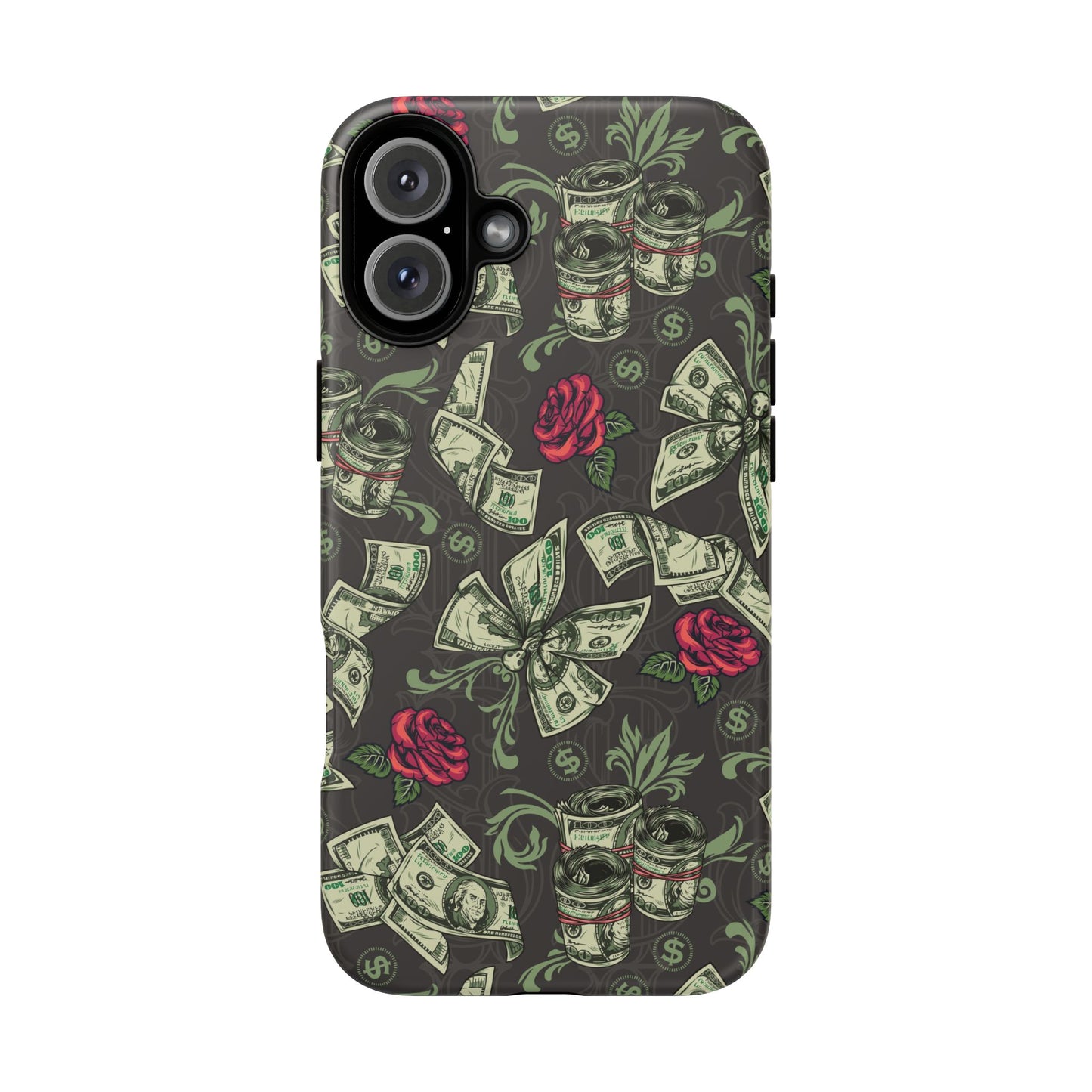 Money And Roses Tough Phone Case For Bold Urban Style Enthusiasts Dual Layer Protection With Cash And Rose Print