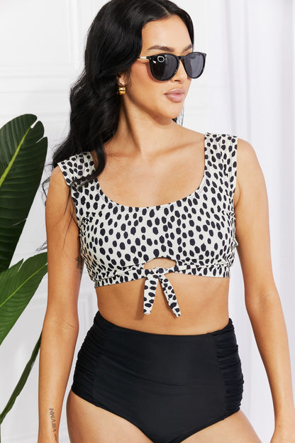 Sanibel Crop Swim Top and Ruched Bottoms Set in Black