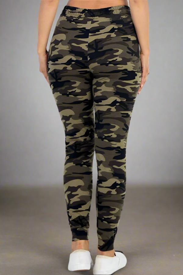 French Terry Camo Print Joggers - Soft & Stretchy Women's Joggers Small - 3X