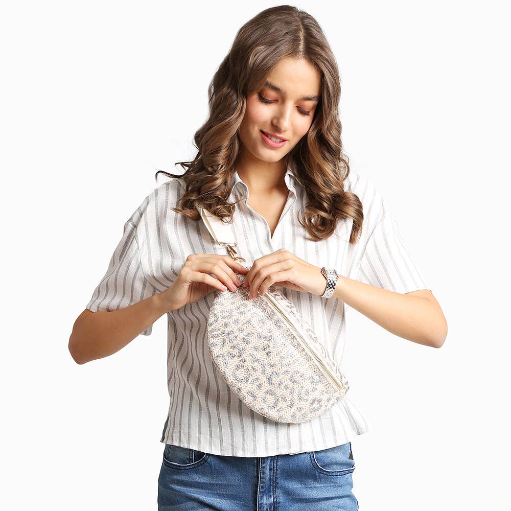 Leopard Pattern Embroidered Crossbody Belt Bag / Fanny Pack