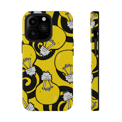 Sunshine Glow iPhone Case: Illuminate Your Device with Bright Yellow Light Bulbs, iPhone 13-15