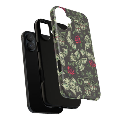 Money And Roses Tough Phone Case For Bold Urban Style Enthusiasts Dual Layer Protection With Cash And Rose Print