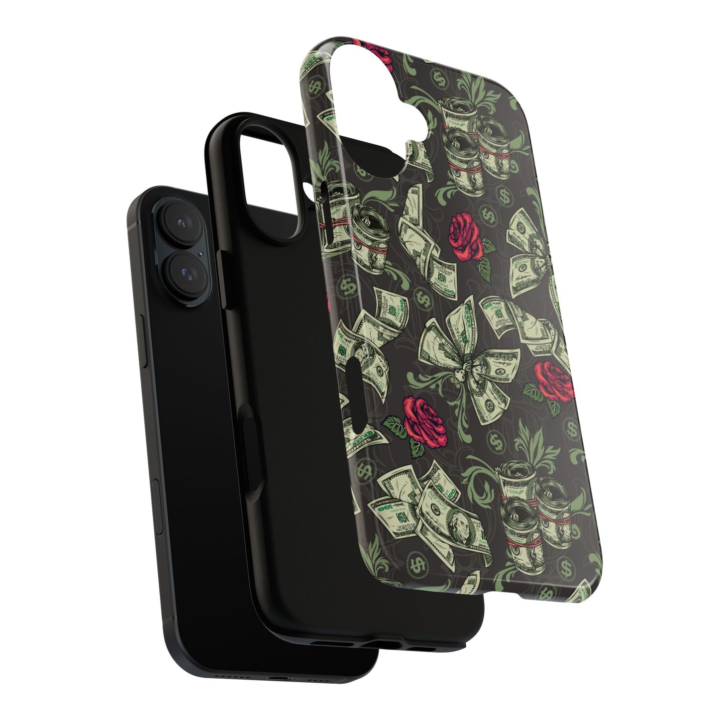 Money And Roses Tough Phone Case For Bold Urban Style Enthusiasts Dual Layer Protection With Cash And Rose Print