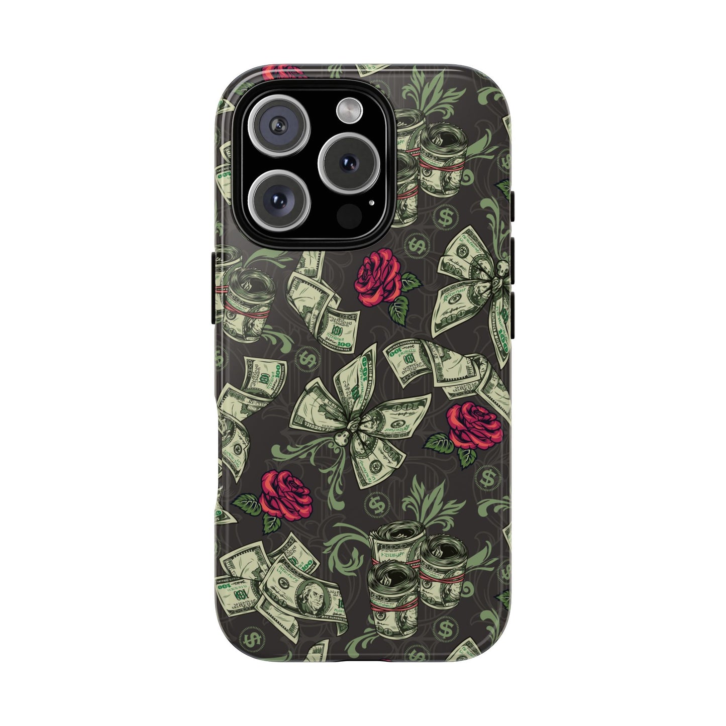 Money And Roses Tough Phone Case For Bold Urban Style Enthusiasts Dual Layer Protection With Cash And Rose Print
