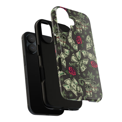 Money And Roses Tough Phone Case For Bold Urban Style Enthusiasts Dual Layer Protection With Cash And Rose Print