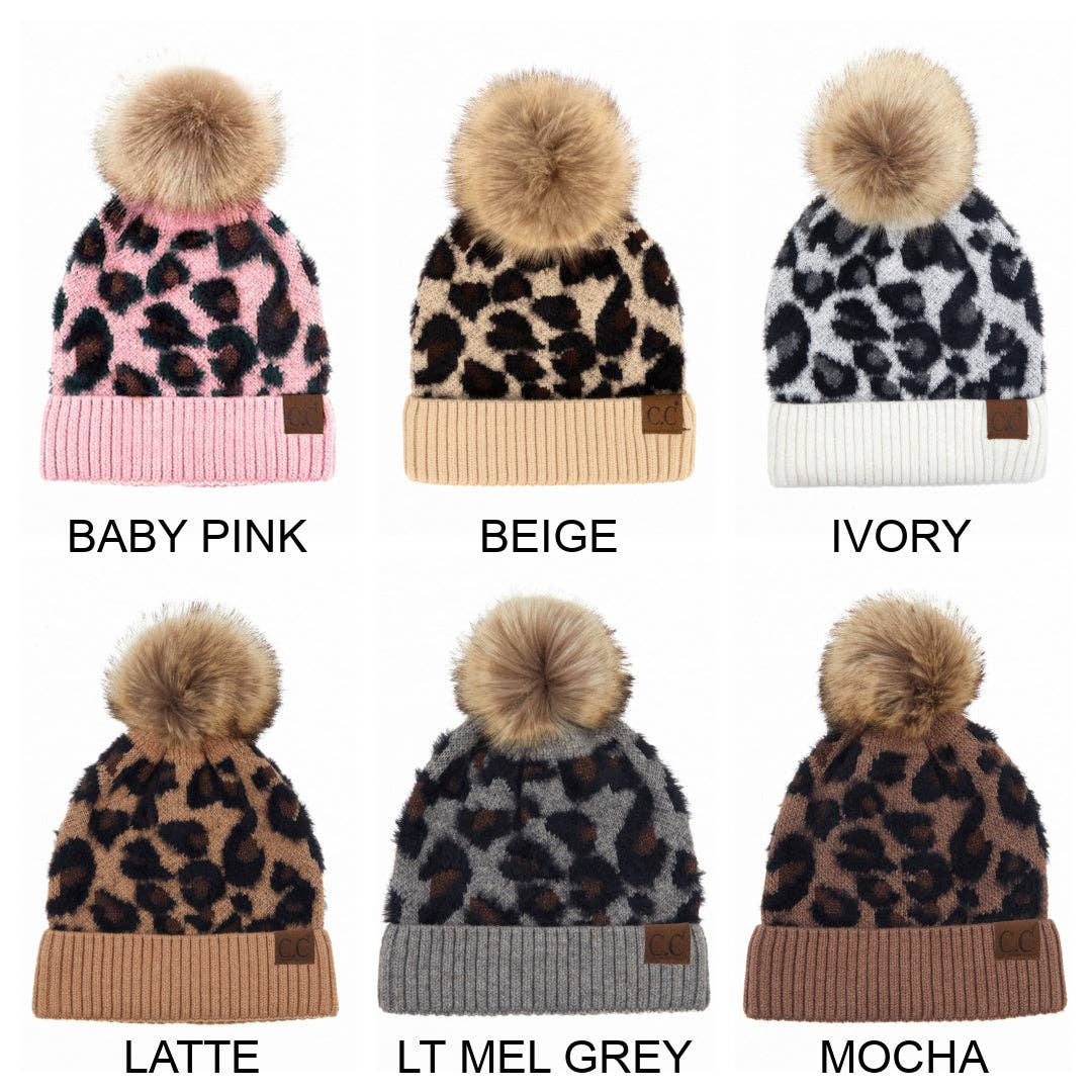 C.C Leopard Pom Beanie - Luxe Winter Style