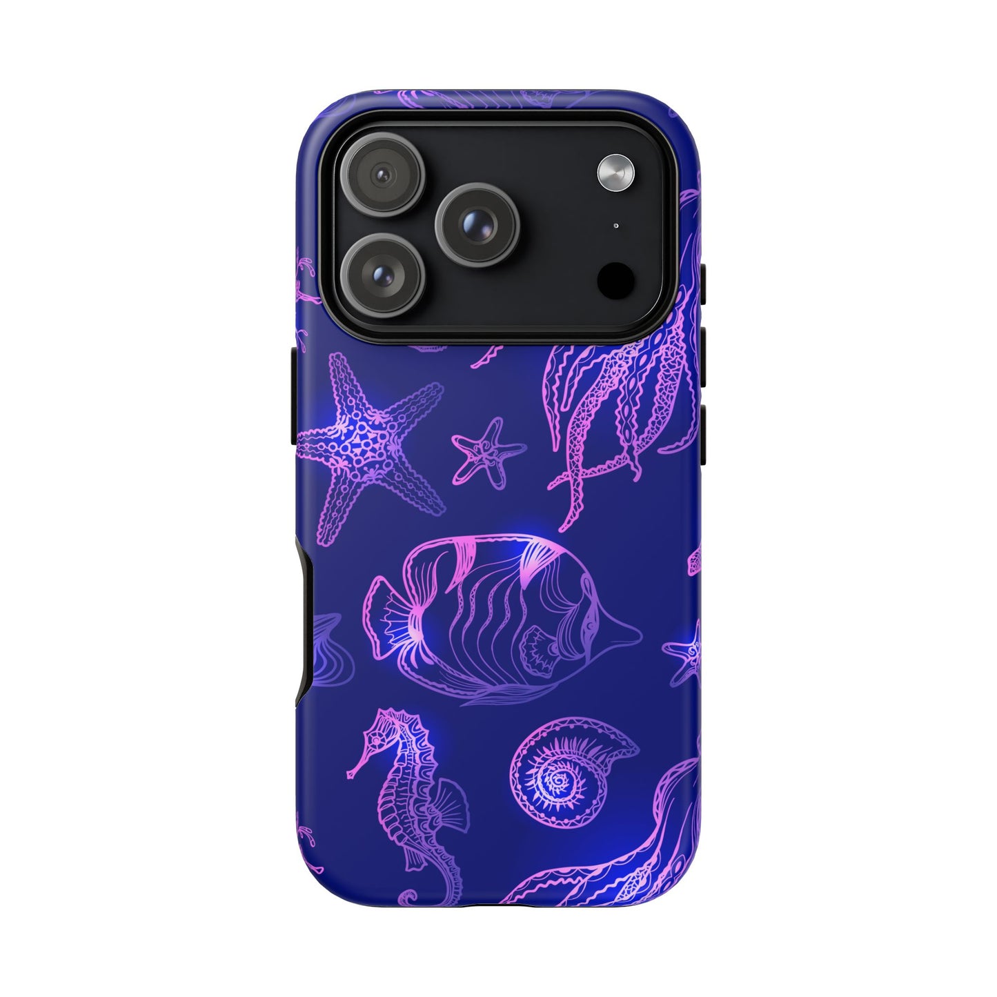 Ocean Glow Neon Sea Creatures Phone Case Dual Layer Shockproof Shield For Ocean Lovers
