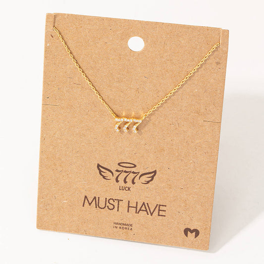 Pave 777 Angel Number Pendant Necklace