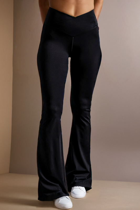 V Crossover High Waist Flared Leggings