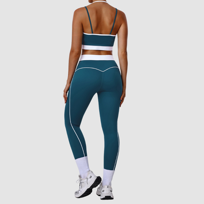 Wholesale Double-Strap Halter Neck Bra + Solid Color High-Waisted Leggings